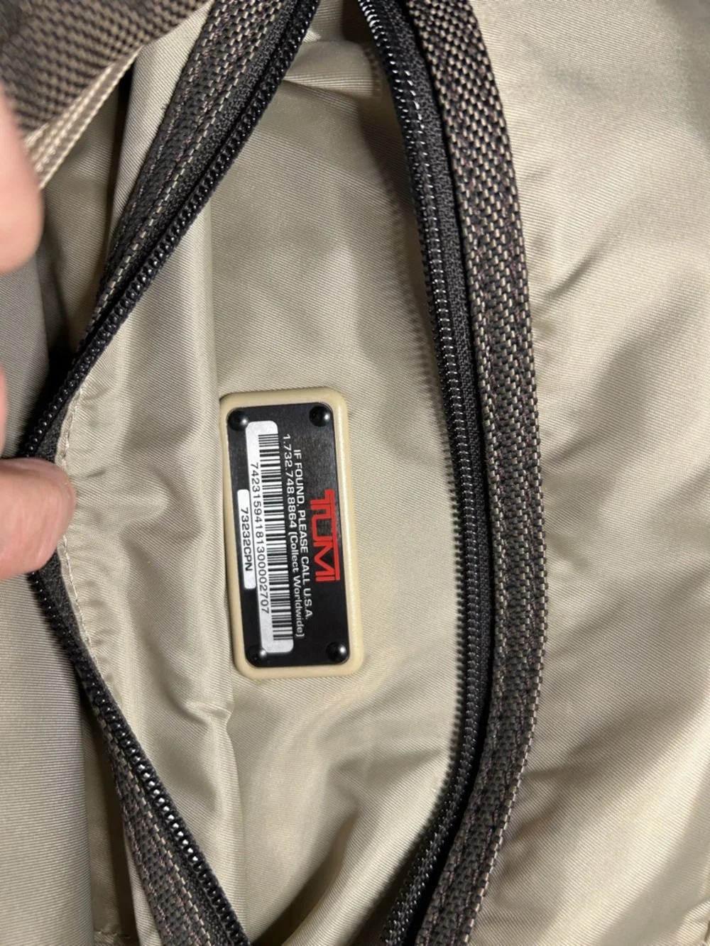 TUMI Dark Brown Canvas & Leather Business Laptop Bag